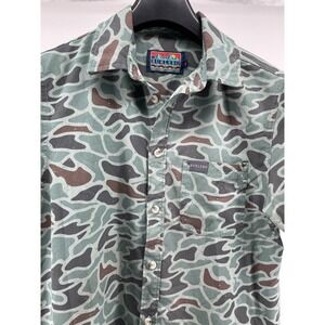 BURLEBO Shirt Mens Medium Camo Outdoor Fishing Hunting Short Sleeve Performance